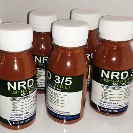 Pakan Pelet Ikan NRD 3/5 NRD 300 500 Micron Ikan Cupang Guppy