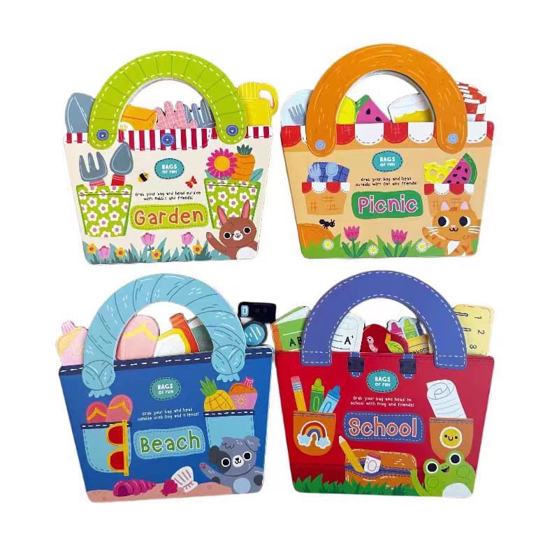 Buku Cerita Anak Bags Of fun Isi 4 Buku tentang Sekolah Pantai Kebun Piknik Bahasa Inggris