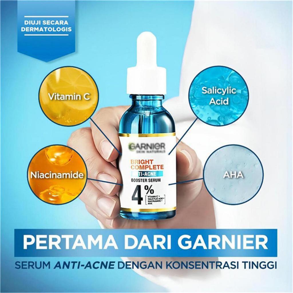 [COD ROI]Garnier Serum 30ML Garnier Bright Complete Anti Acne Booster Serum (Serum Mencerahkan dan A