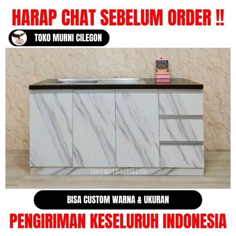 Kitchen Set Bawah 4 Pintu Top Granit Motif Marmer - free ongkir cilegon serang kota