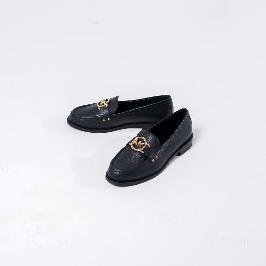 Sepatu MICHAEL KORS GOLD BLACK LOAFER HEELS 100% ORIGINAL