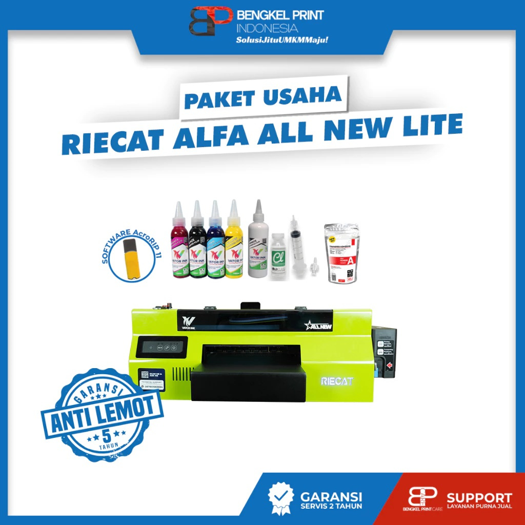 Paket Usaha Sablon DTF | Paket Mesin Riecat Alfa All New Lite Printer Saja