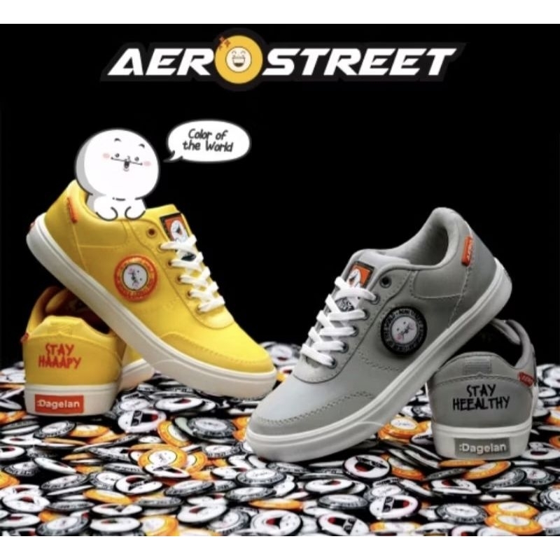 Aerostreet X Dagelan Kuning - Sepatu Sneakers Casual Pria Wanita Aero