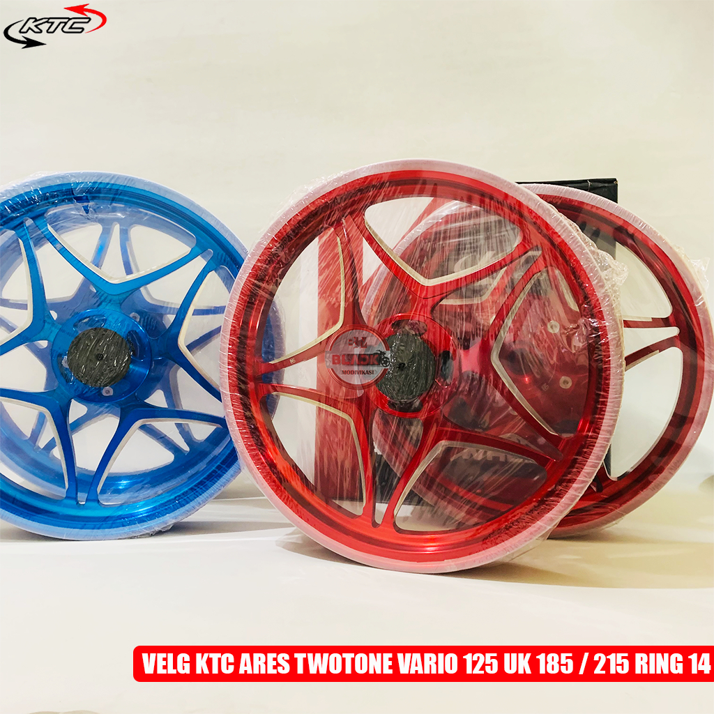 Velg KTC Ares Palang Bintang List Chrome Two Tone UK 185 / 215 Ring 14 Blue Red Velg Palang Motor Va