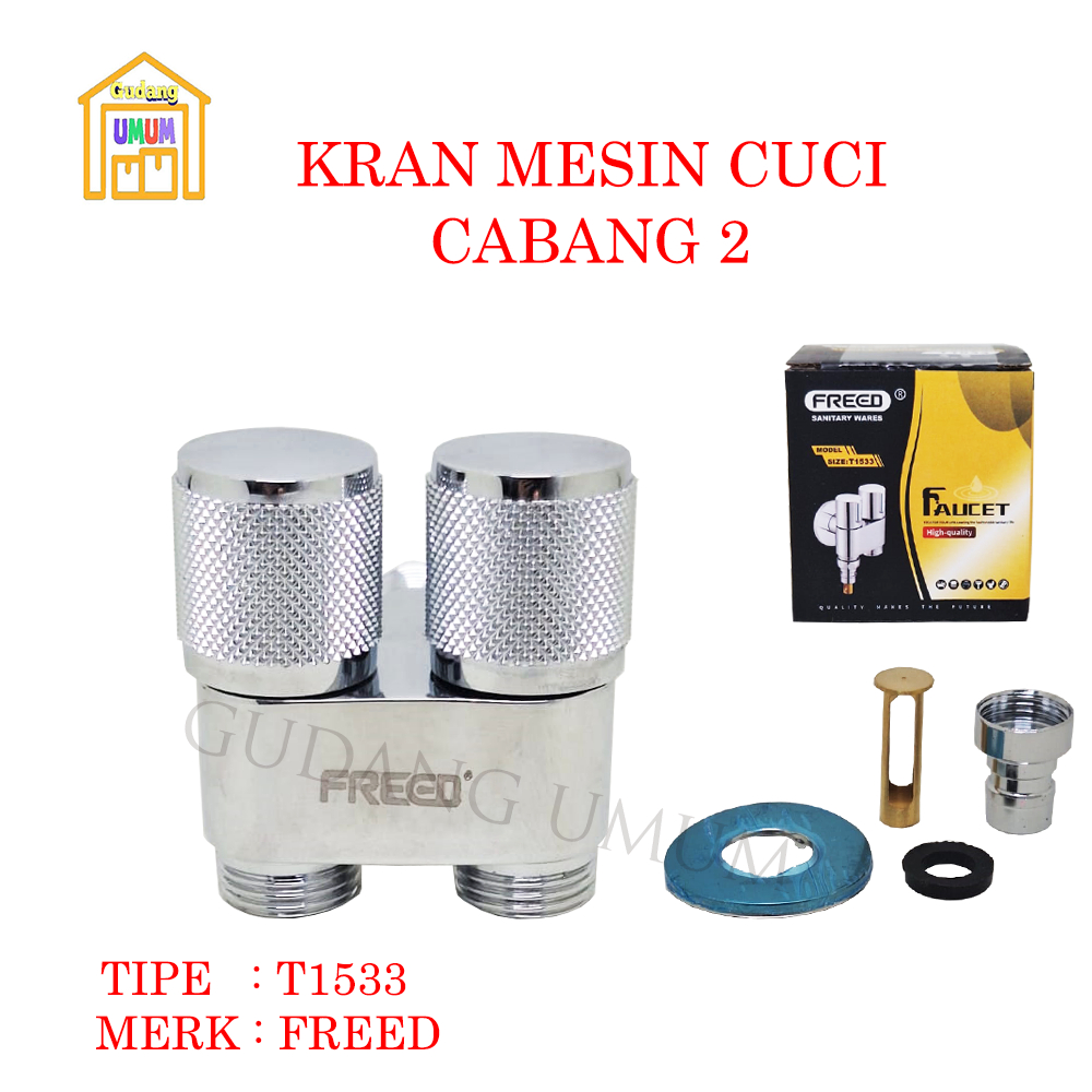 Kran Air Mesin Cuci 2 Cabang FREED Kran Cabang Double Stainless 1/2 Inch