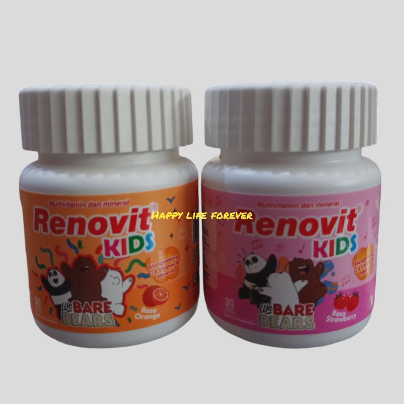 renovit kids - multivitamin dan mineral - isi 30 tablet kunyah