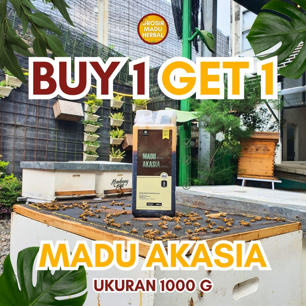 

PROMO BUY 1 GET 1 MADU AKASIA KEMBANG JOYO 1000 G, MADU ASLI, MADU ALAMI, PURE HONEY