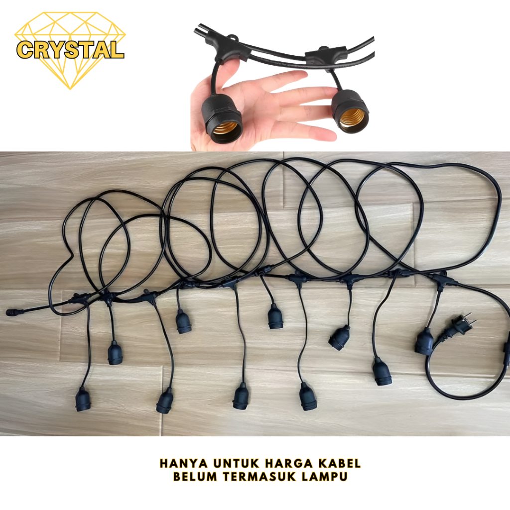 [Jambor] Kabel Fitting Lampu Cafe 10M/10L Fitting Lampu Dekorasi Outdoor/Lampu Hias Cafe/Lampu