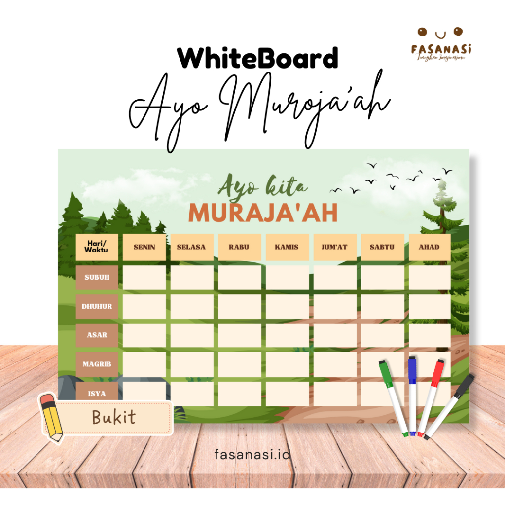 

Ayo Muraja'ah Tabel [ bukit hijau] Tabel Hafalan Whiteboard Art Carton A3+ Papan Tulis Free Spidol