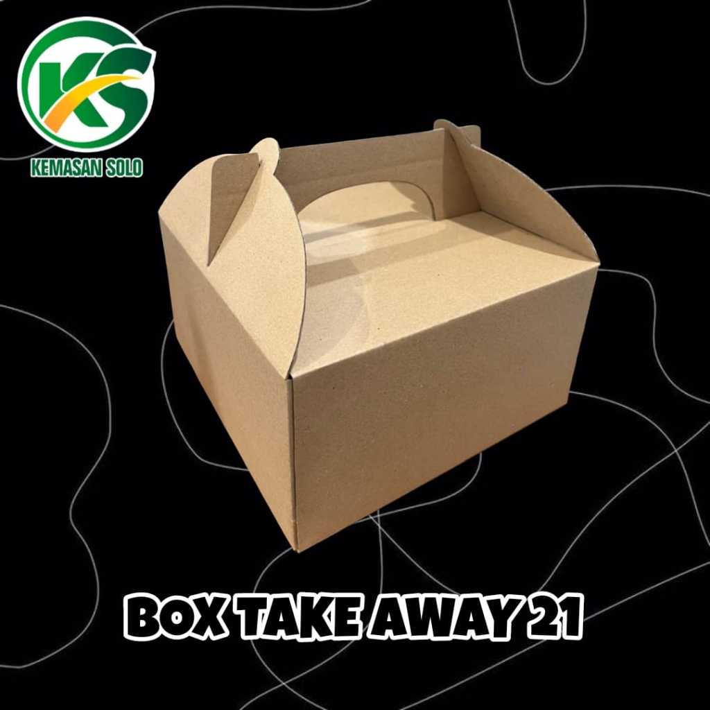 Box Take Away Eflute Box Jinjing Carry Pack Handle Box E-Flute 21 x 21 x 11 cm