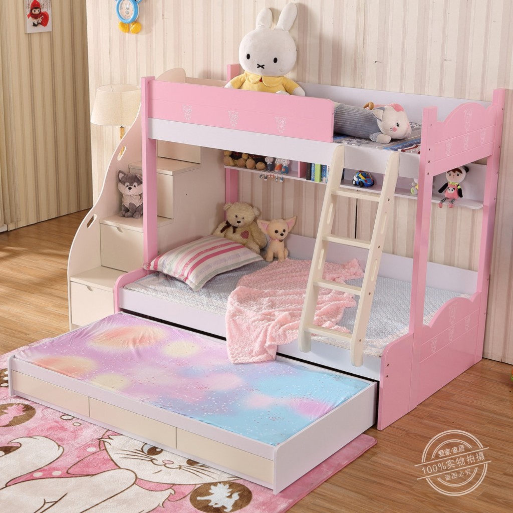 Ranjang tingkat anak perempuan, Tempat tidur tingkat 3 bed anak cewek, Ranjang susun 3 kasur,