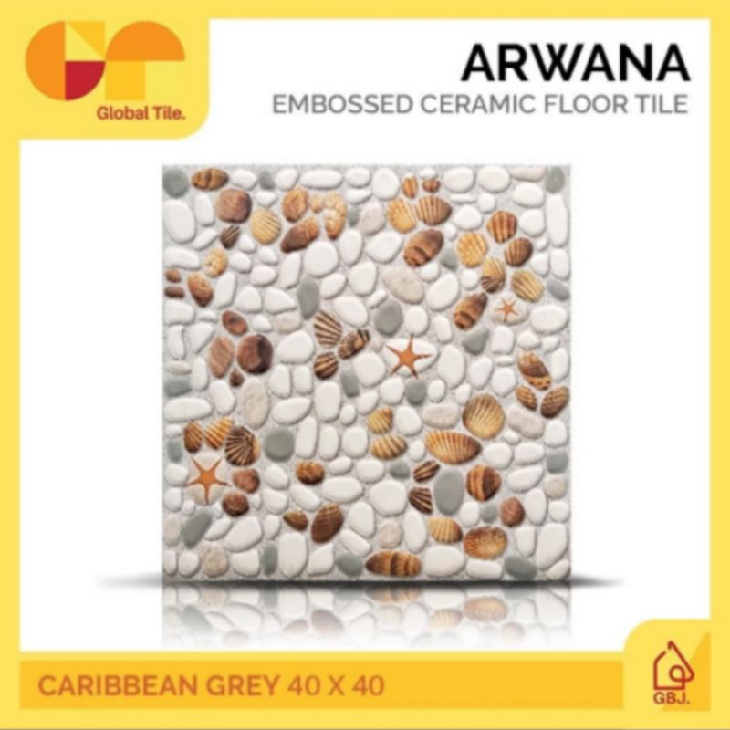 KERAMIK ARWANA 40 X 40 CARIBBEAN GREY / KERAMIK LANTAI BATU ALAM