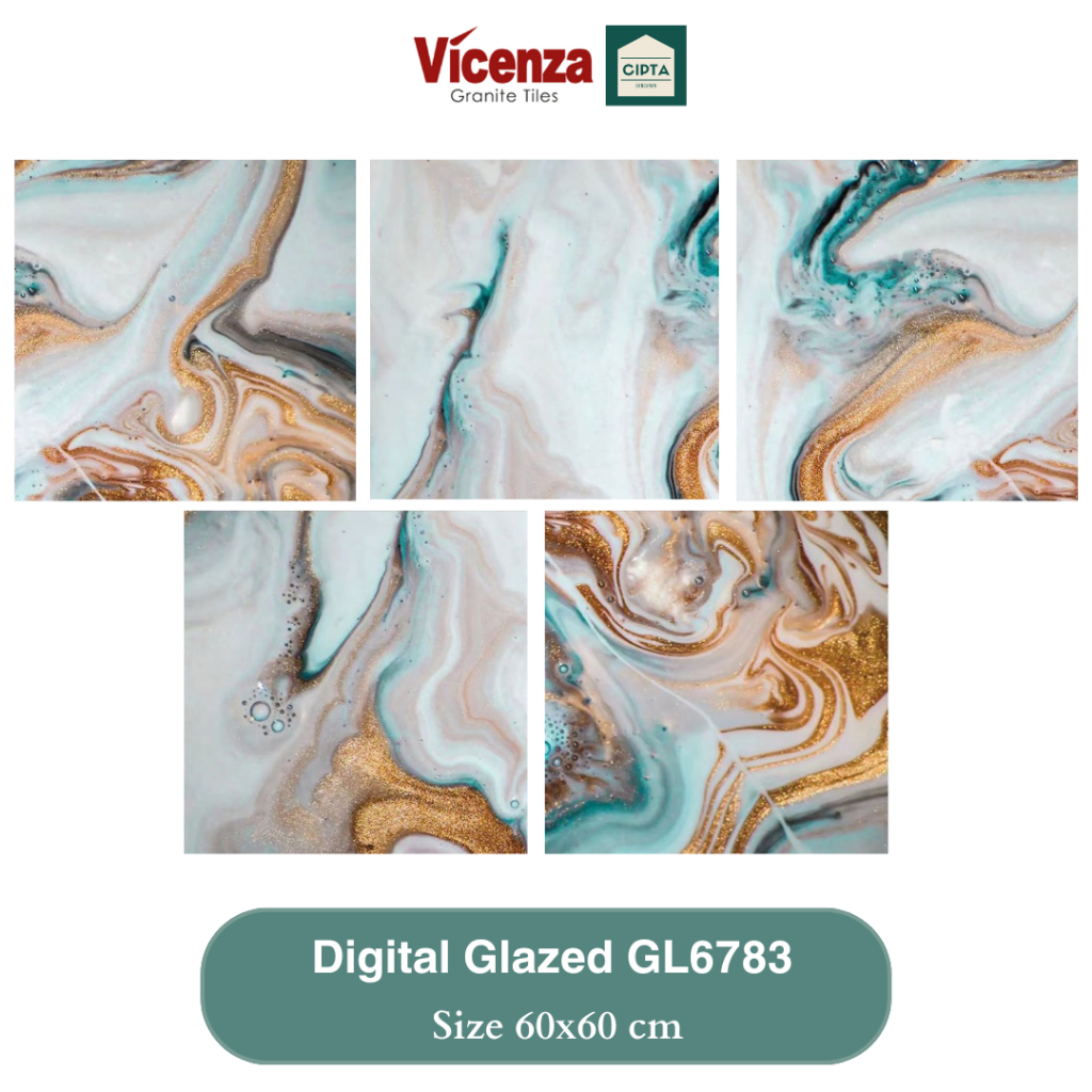 Granit/ Granite Tile Vicenza 60x60cm Glossy Digital Glazed GL6783 Lantai/ Dinding Kamar Mandi Abstra
