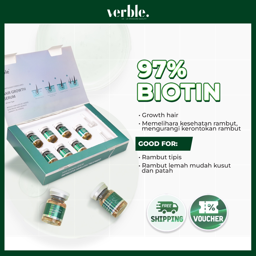 VERBLE Serum Hair Growth 97% Biotin Serum Penumbuh Rambut