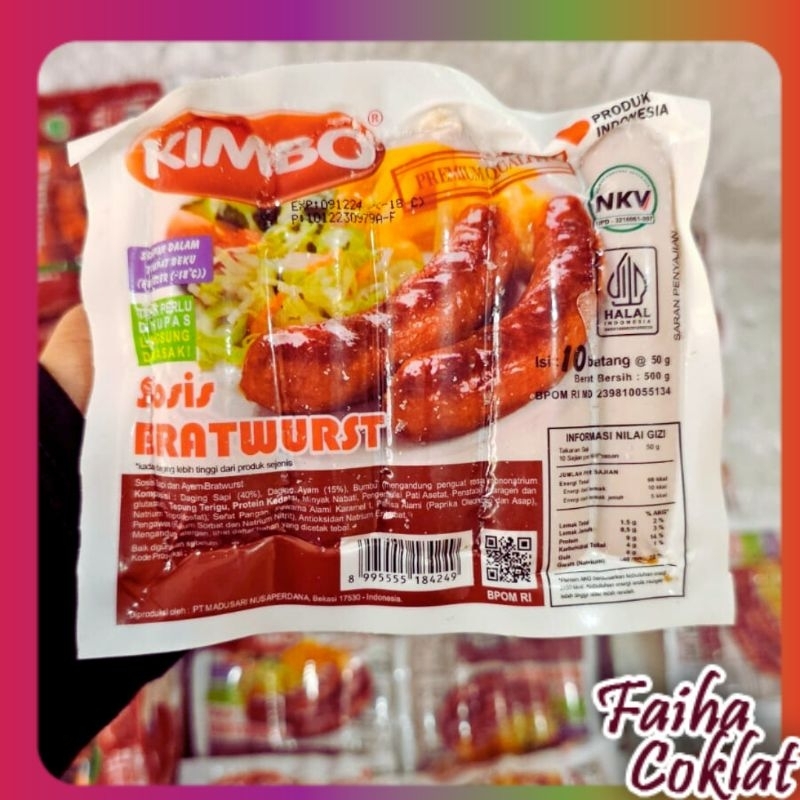 

KIMBO SOSIS JUMBO ORI isi 10 pcs KIMBO SOSIS BRATWURST ORIGINAL SOSIS BAKAR FROZEN FOOD FAIHA COKLAT