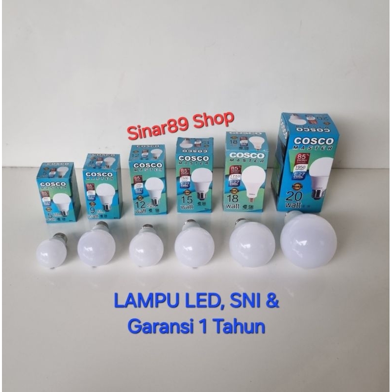 Lampu LED 5W 9W 12W 15W 18W 20W / Lampu Bohlam Cosco Master SNI dan Garansi 1 Tahun