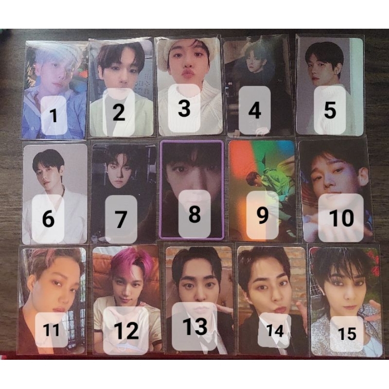 *BACA DESKRIPSI* PC OFFICIAL XIUMIN BAEKHYUN KAI CHEN TRADING CARD ALBUM EXIST LONSDALEITE CREAM SOD