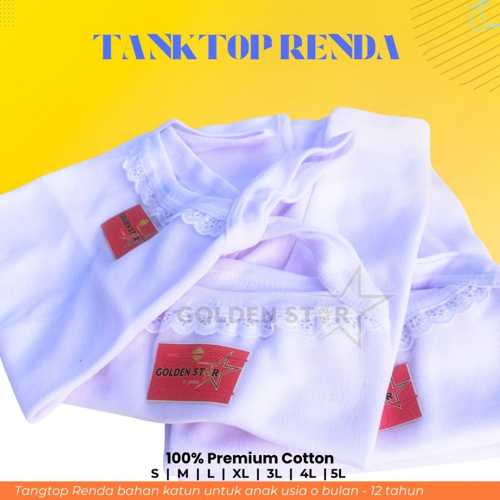 1/2 Lusin Tengtop Singlet  Renda Putih Perempuan Remaja Dewasa/Tanktop Kaos Dalam Wanita - Singlet A