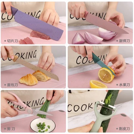 { Omg } Pisau Set Evcrierh Stainless Anti Lengket Pisau Dapur / Peralatan Masak Pisau Slot