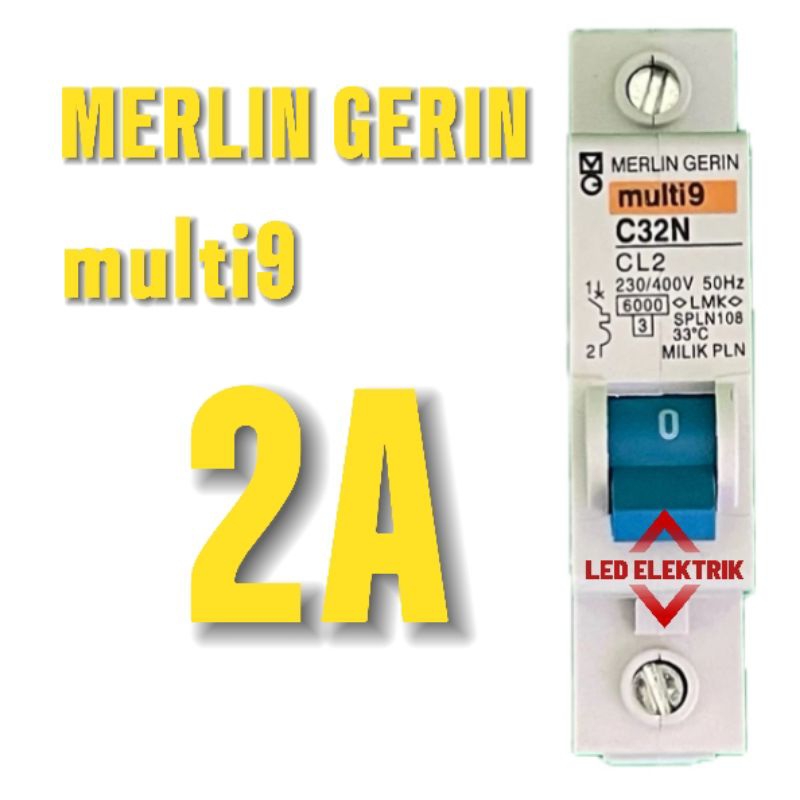Mcb Merlin Gerin 2a 2amper (Miniatur Circuit Breaker) penghambat aliran listrik pencegah konsleting 