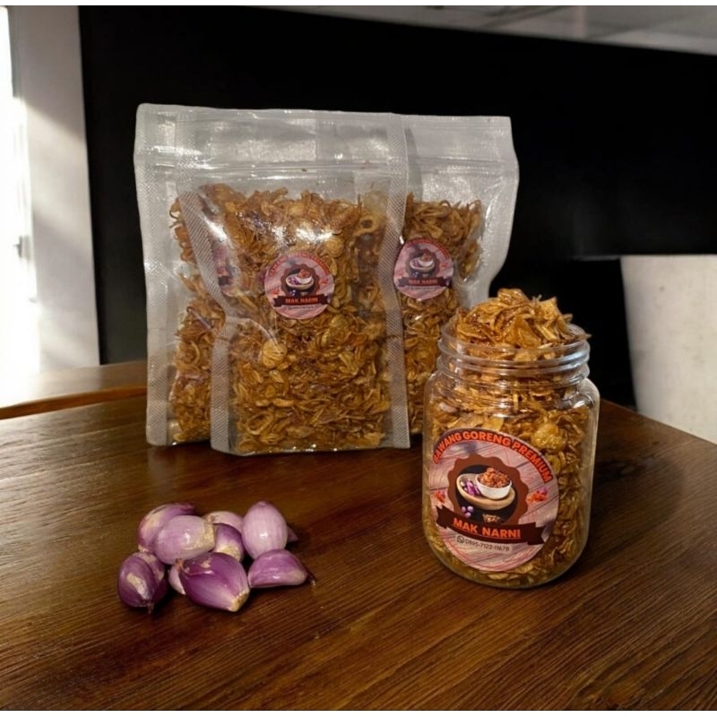 

Bawang Goreng Premium Mak Narni | Bawang Merah Goreng | Brambang Goreng | 100% Bawang Merah Asli | Bawang Goreng Kemasan Pouch