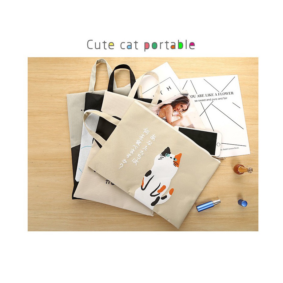 

Promo BesarBesaran Ennwen PF5 Japanese Cute Cat Portable A4 file Storage pouch bag A52