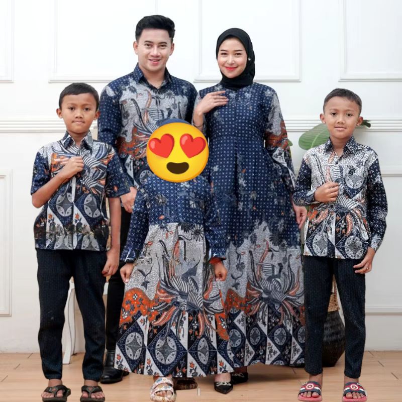 Couple Sarimbit Batik Motif Cendana Navy Ukuran Jumbo