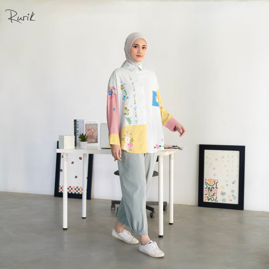 Rurik Kemeja Wanita Oversize Printing Haila Shirt