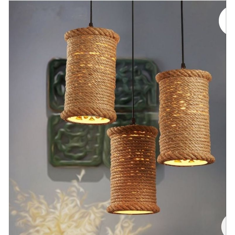 lampu gantung vintage untuk plafon lampu plafon hias lampu tali tambang lampu hiasan goni lampu goni
