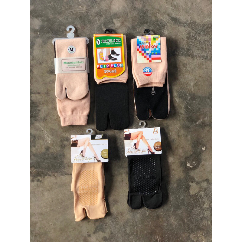 Kaos kaki jempol kaos kaki jempol muslimah nylon telapak hitam premium perpasang warna kulit kaos ka