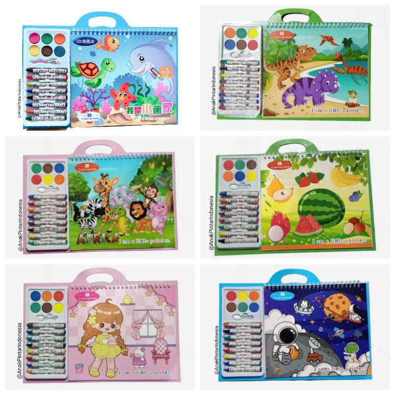 

Coloring book with watercolor&crayon / buku mewarnai