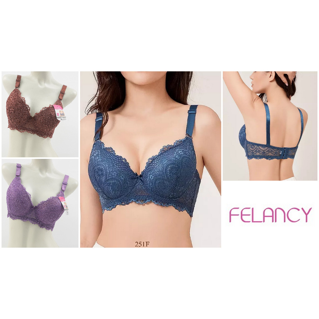 Bra Wanita Kawat Demi Bra Busa Sedang FELANCY 36CD 38C Lace Renda Premium Pakaian Dalam Underwear 25