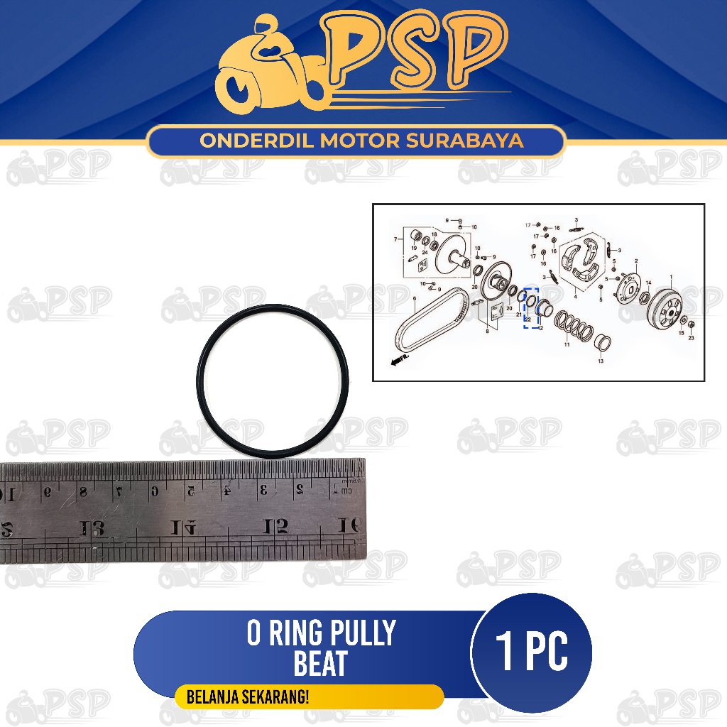Oring Pully Beat (Harga 1 PC) - O Ring Gasket Karet Seal Sil Pulley Puli CVT Honda Beat FI Vario 125