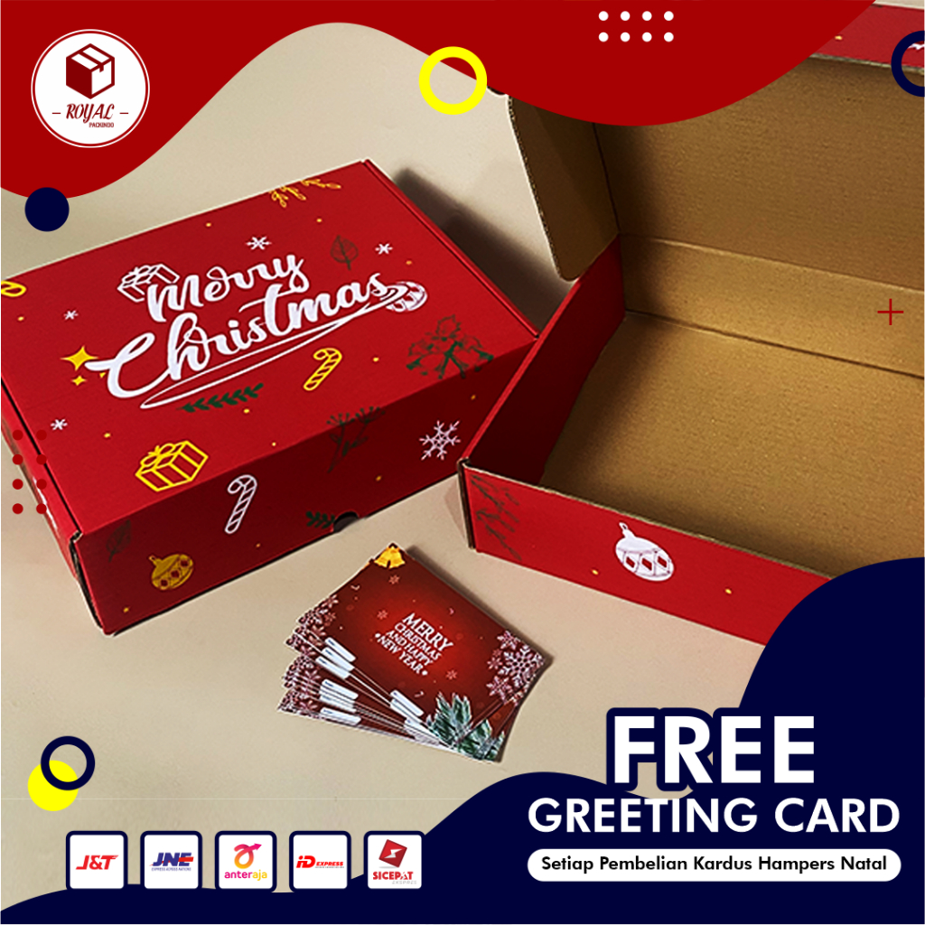 

NEW BOX HAMPERS EDISI MERRY CHRISTMAS 30 x 25 x 8 cm FREE GREETING CARD - giftbox/hampers/box/kardus/greeting card/corrugatedbox/bflute