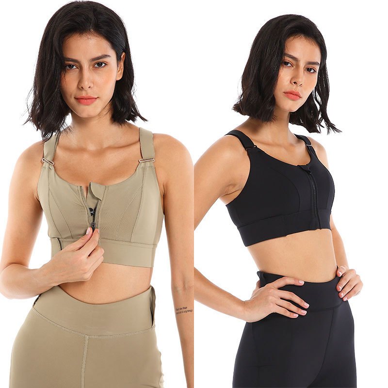 Sport Bra High Impact Model Push Up Bra Sport Wanita Kancing Depan Bra Resleting Depan Adjustable Sp
