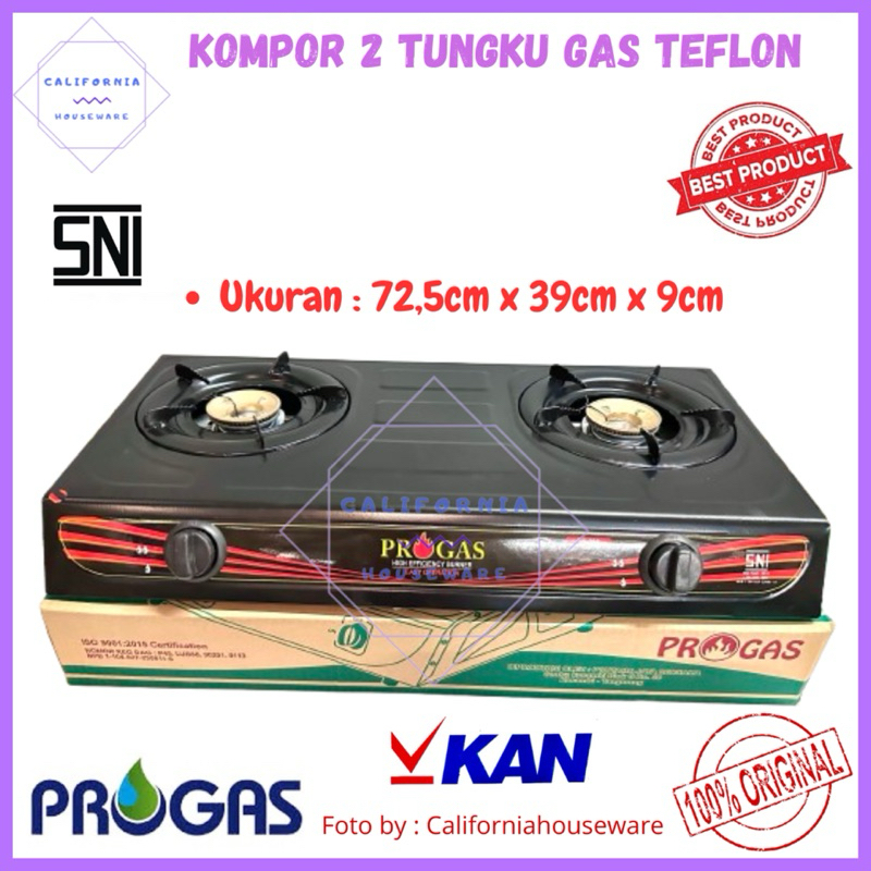 Kompor Progas 2 Tungku Teflon / Kompor Gas 2 Tungku PROGAS