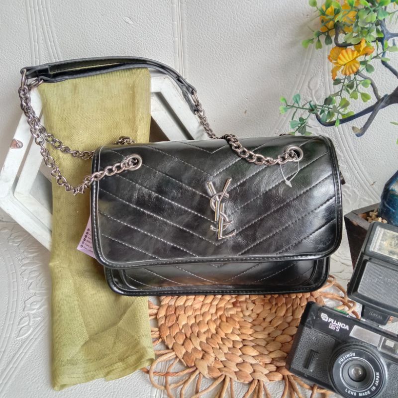 tas selempang rantai wanita - tas tenteng import - tali rantai