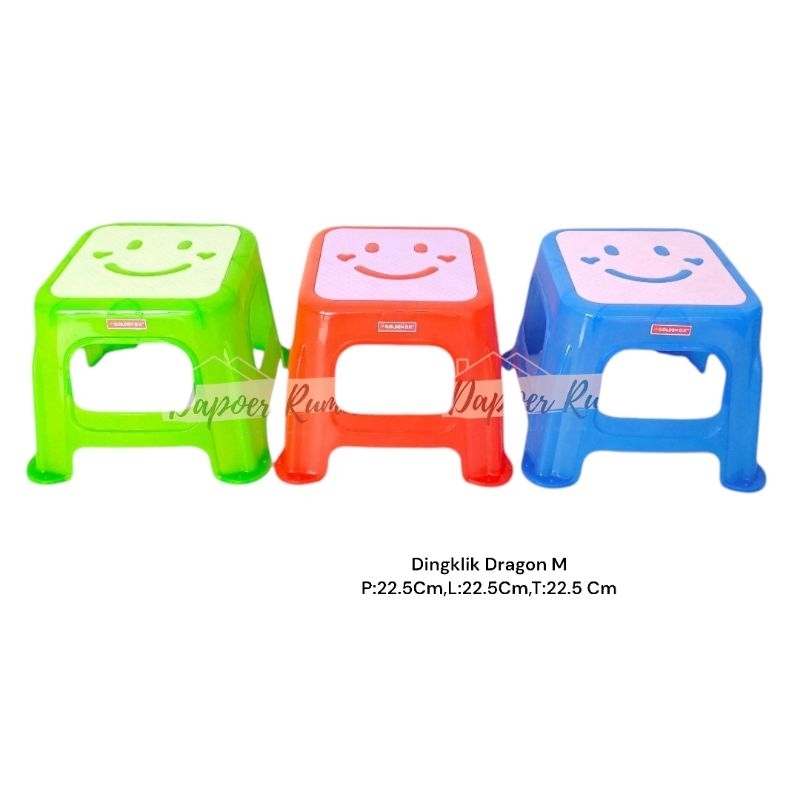 Dingklik Plastik Dragon Size M/ Dingklik Plastik Anak Lucu / Kursi Plastik / Bangku Plastik Anak