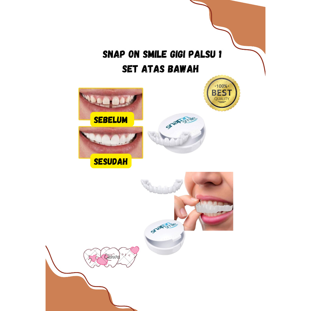 Snap On Smile Gigi Palsu 1 Set Atas Bawah - Gigi Palsu Silikon