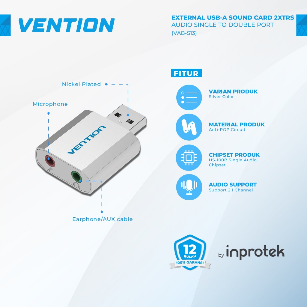 Vention Universal External USB 5.1 Channel Sound Card