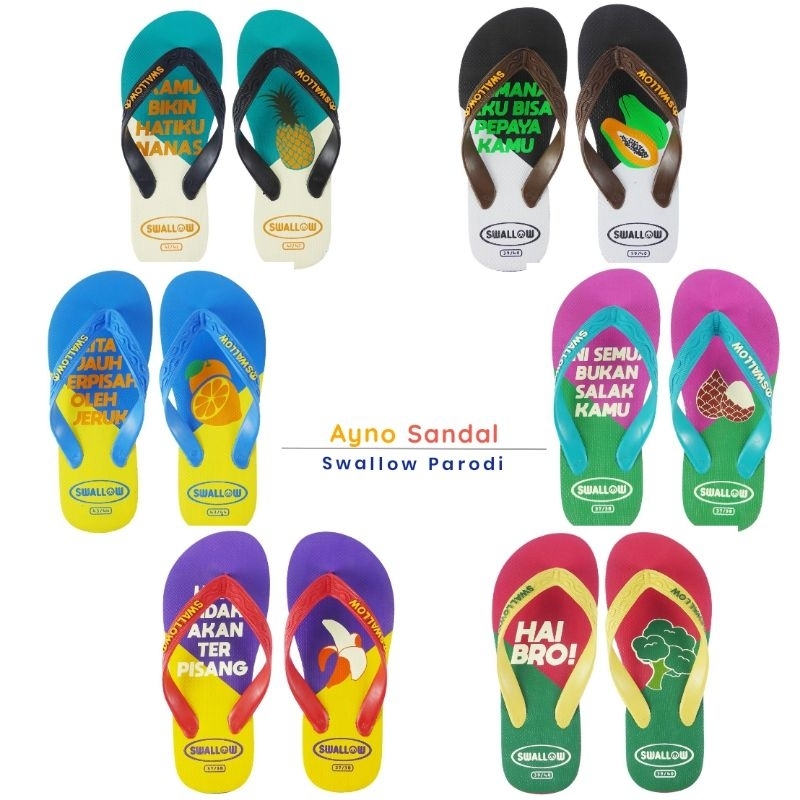 Sandal Jepit Sawllow Parodi (Grosir - 1/2 Lusin - 6 Pasang)
