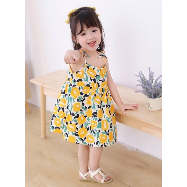 HARGA MURAH MERIAH DRESS ANAK PEREMPUAN MODEL TALI KECIL MOTIF RANDOM