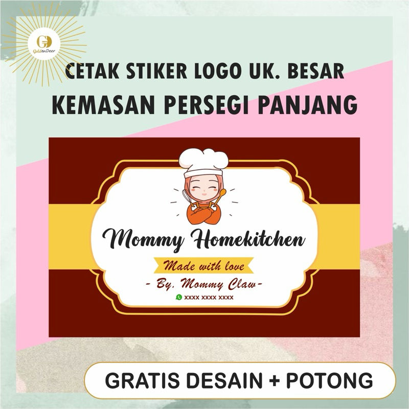 Cetak Stiker / Custom Sticker Logo (Persegi Panjang) ukuran besar/ Sticker Logo Olshop/ Logo Bisnis 