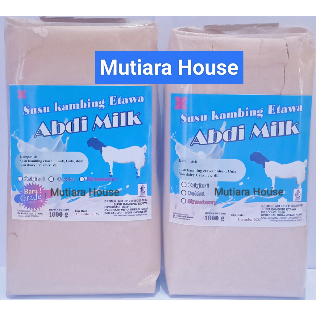 

Susu Kambing Etawa Rasa Coklat Grade 1 & Grade 2 Isi 1kg