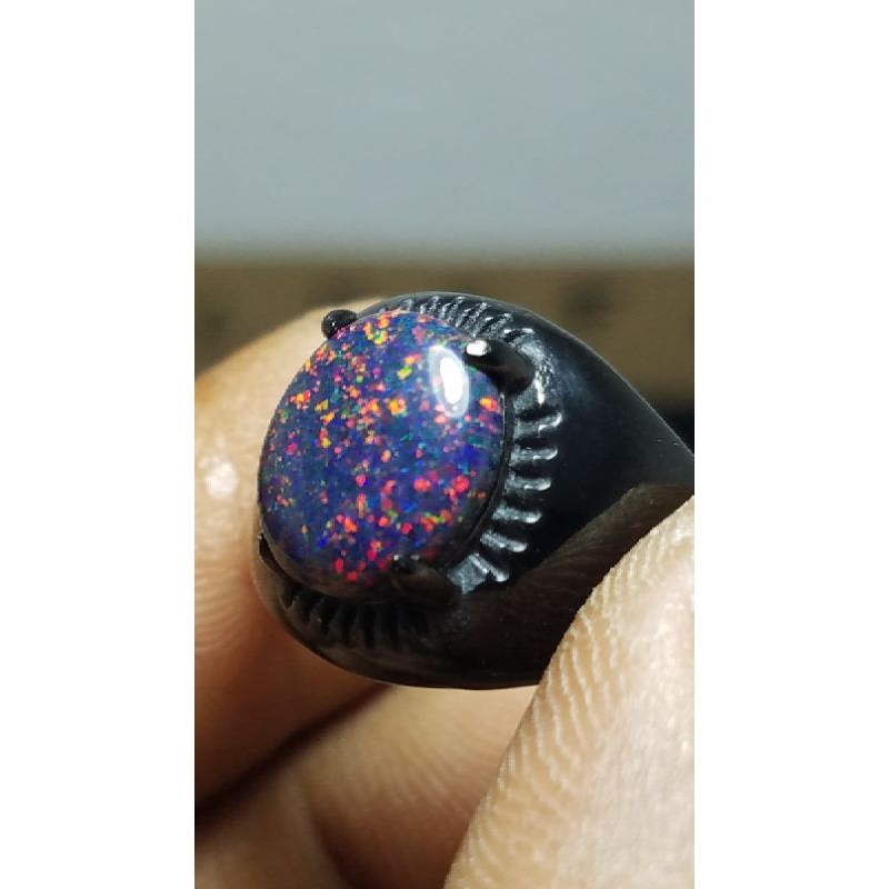 Cincin black Opal Australia pull jarong