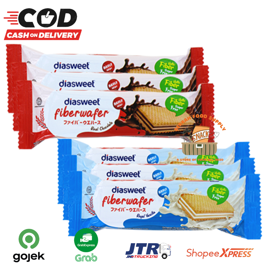 

[ BERKAH ] Diasweet Fiberwafer High Fiber 18gr Sugar Free Chocolate Vanilla Wafer Diet Snack Cemilan Halal