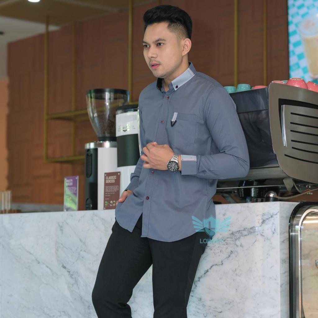 Lowkey Kemeja Slimfit PJ 48 Abu | Kemeja Pria Lengan Panjang Kemeja Cowok Keren Kemeja Pria Slimfit 