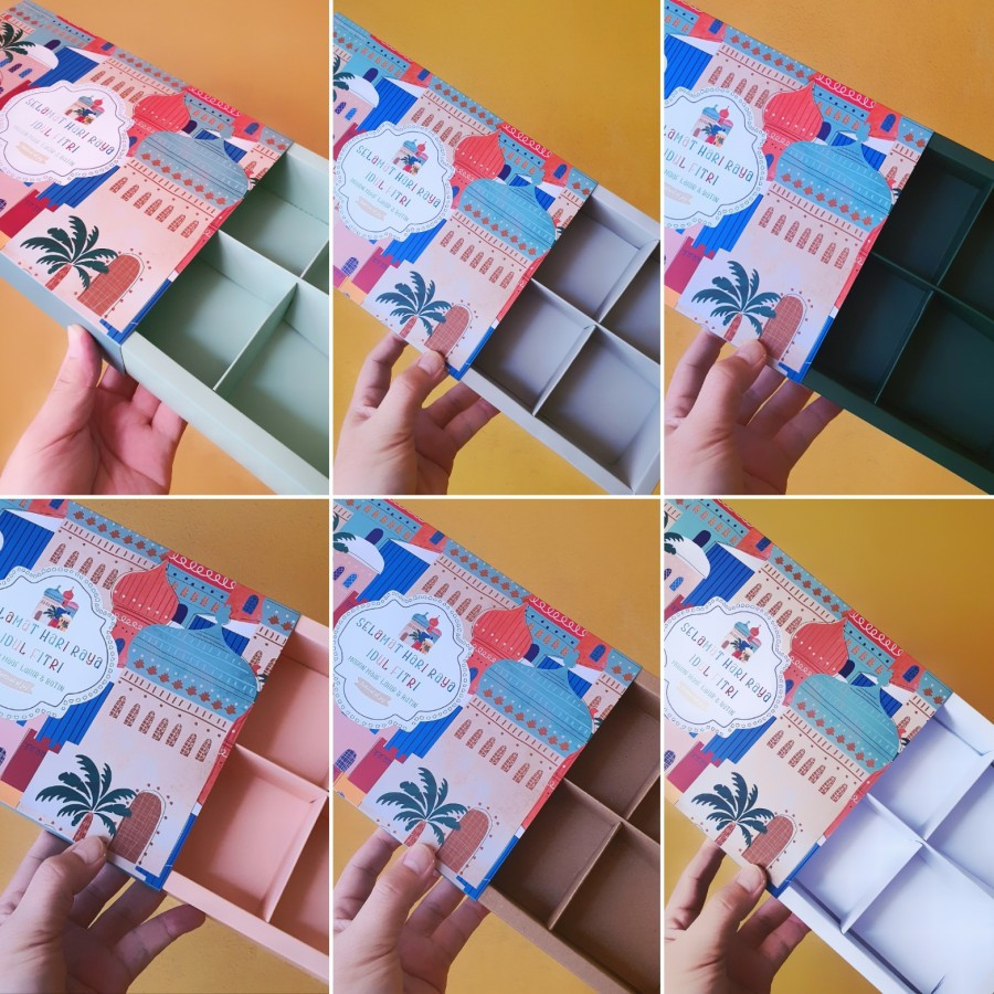 

( 5 pcs ) Kotak Dus Eggtart Sekat 6 Hampers Idul Fitri Box Lebaran Packaging Mini Pao