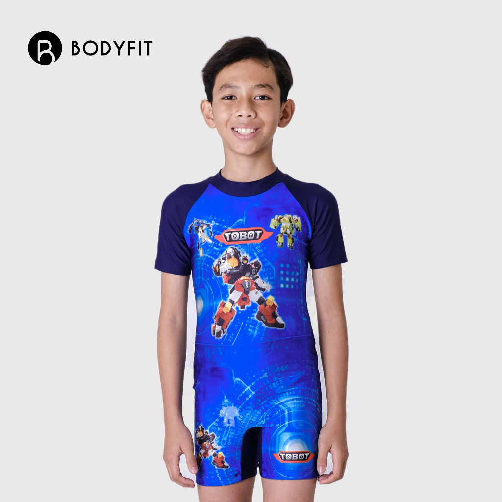 Bodyfit Tobot Swimsuit Kids | Baju Renang Selam Pendek Anak Laki-Laki