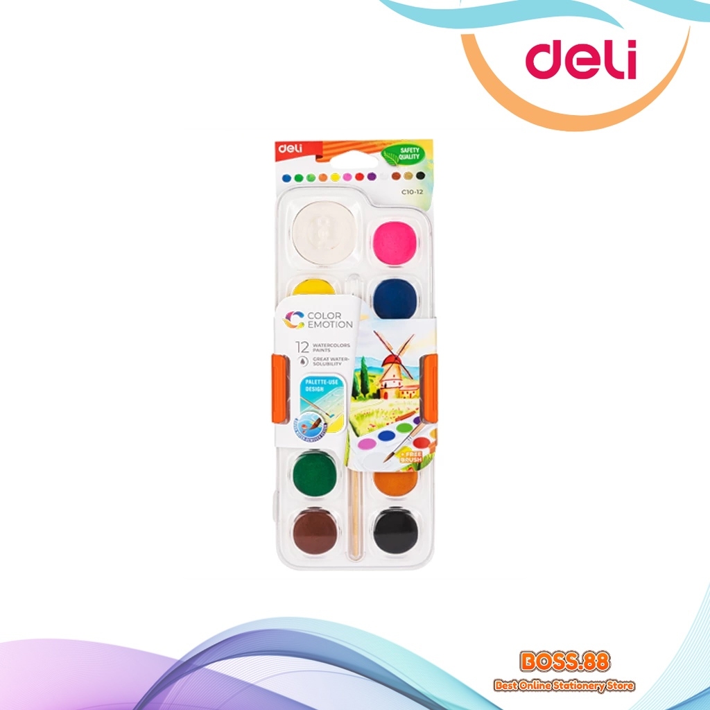 

WATERCOLOR / CAT AIR 12 WARNA SOLID DELI EC10-12 (1 PCS)